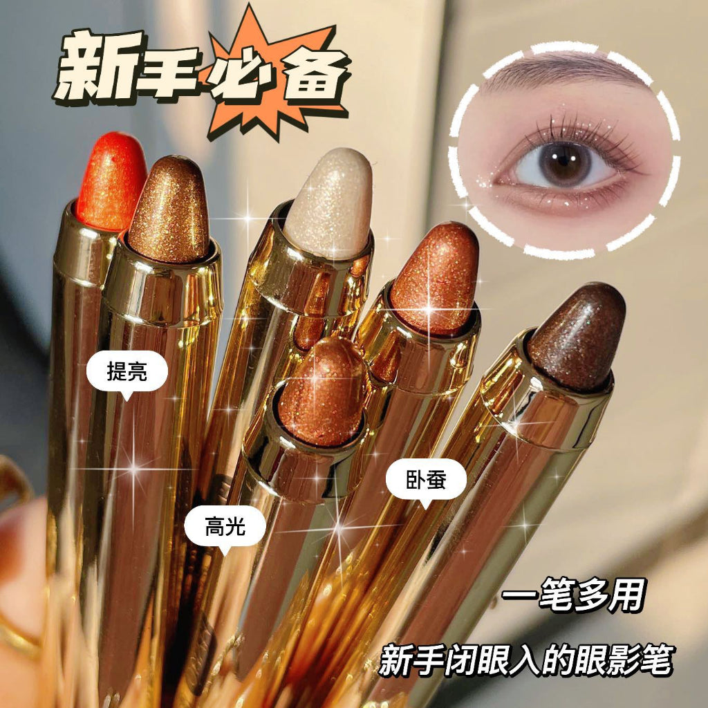 Double Head Eye Shadow Highlight Water Proof Nature Lasting Sparkling Pearlescent Brighten Lazy Eye Shadow Stick