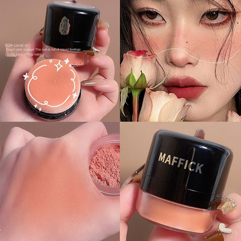 Maffick Vitality Blush Powder Matte Fine Powder Blush Uniform Skin Color Contain Mirror Box