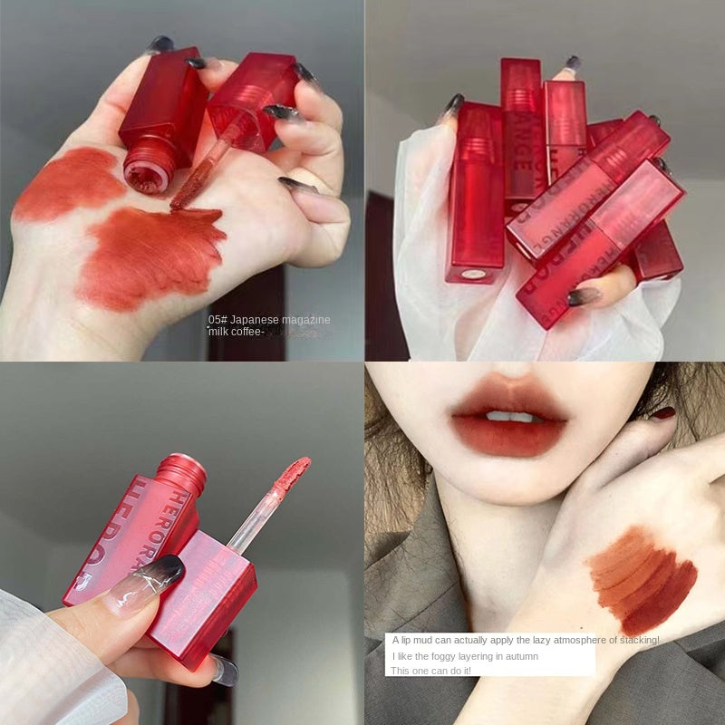 HERORANGE Velvet Matte Lip Glaze Waterproof Lip Gloss 6 Color