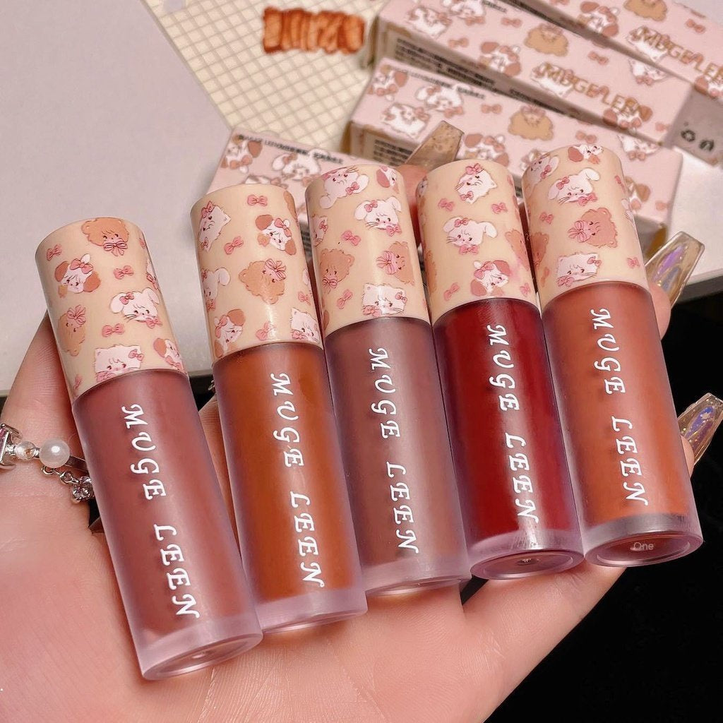 MUGE LEEN Rabbit Bear Lip Mud Lip Glaze Matte Plain White Lasting Waterproof Lip Gloss