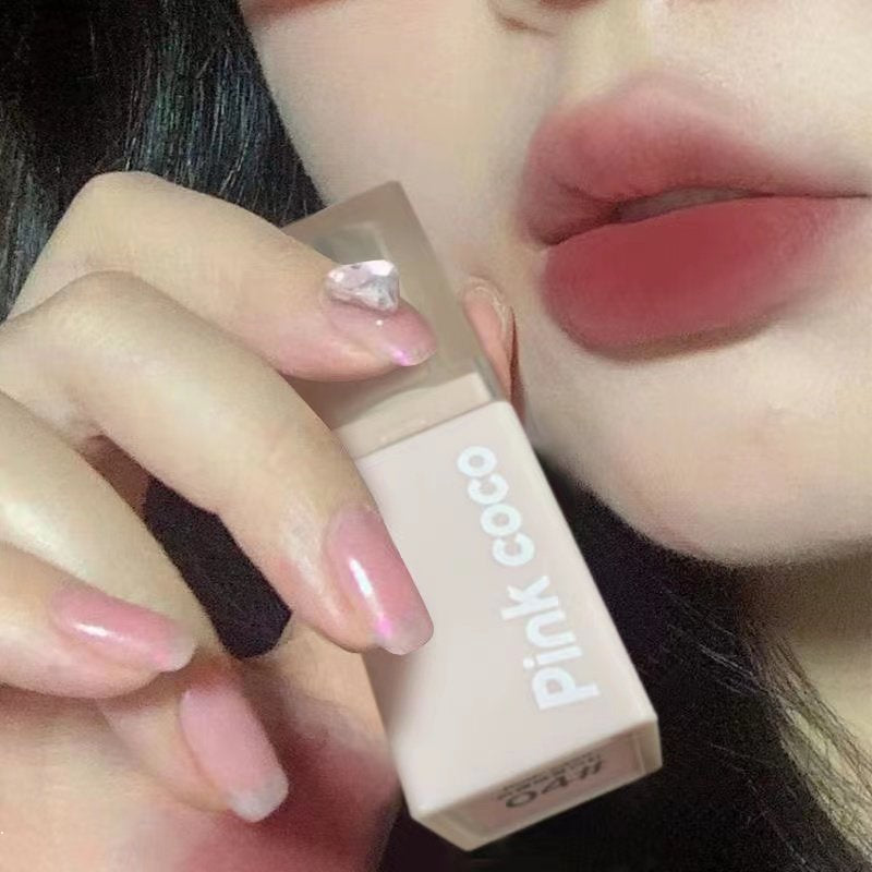 Pink Coco Pink Square Tube Lipstick Cute Matte Lip Glaze Does Not Fade Lip Gloss