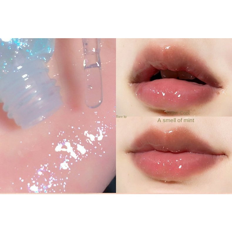 Gege Bear Bow Tie Small Round Tube Lip Gloss The Milky Way Fine Flash Shiny Moisturizing Lip Balm Lip Oil