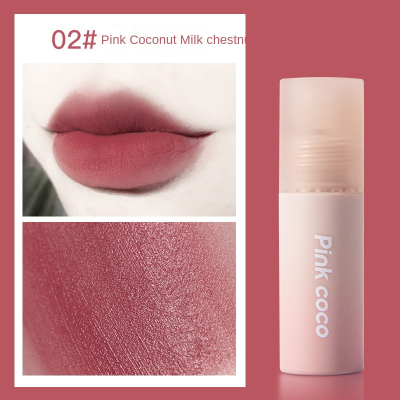 Pinkcoco Small Milk Cake Gradient Lip Glaze Matte Fog Surface Lip Mud Non-stick Cup Waterproof  Lip Gloss