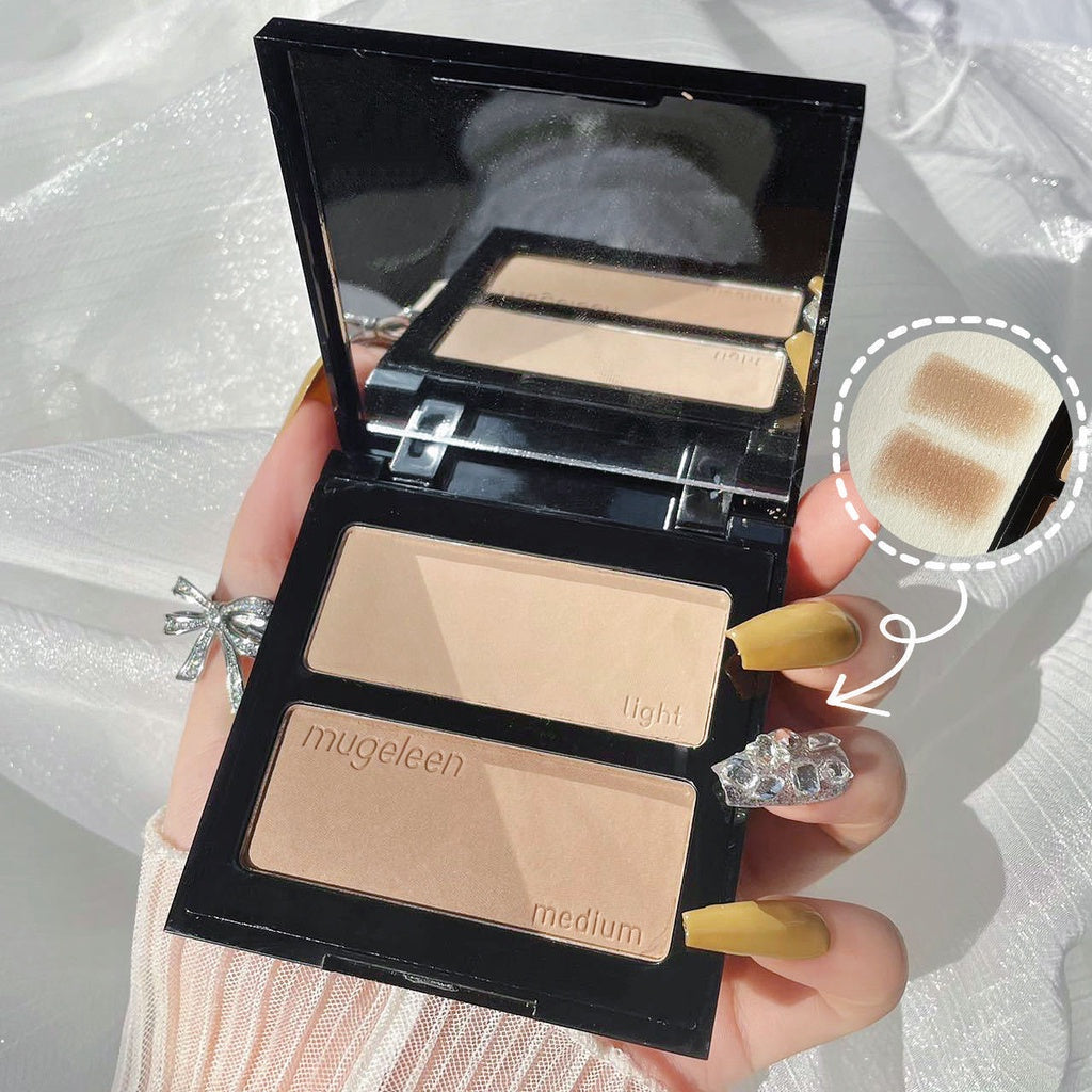 MUGE LEEN Two-color Highlight Shadow Nose Shadow Matte Fine Powder Contouring Powder Bronzer Contour Highlighter