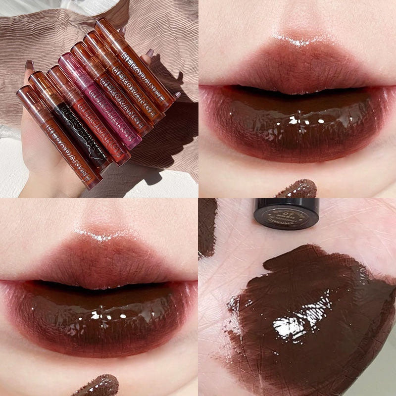 HERORANGE Lava Chocolate Mirror Lip Glaze Lip Gloss Moisturize Lipstick 7 Colors