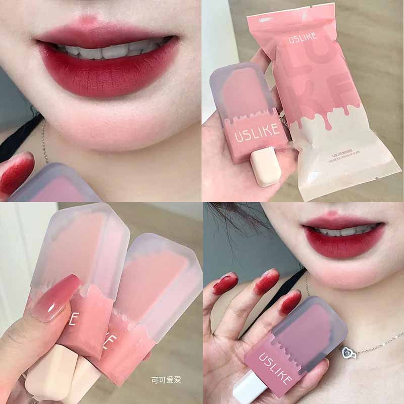 USLIKE~ Ice Cream Lip Glaze Matte Velor Lasting Lip Gloss 8-colors