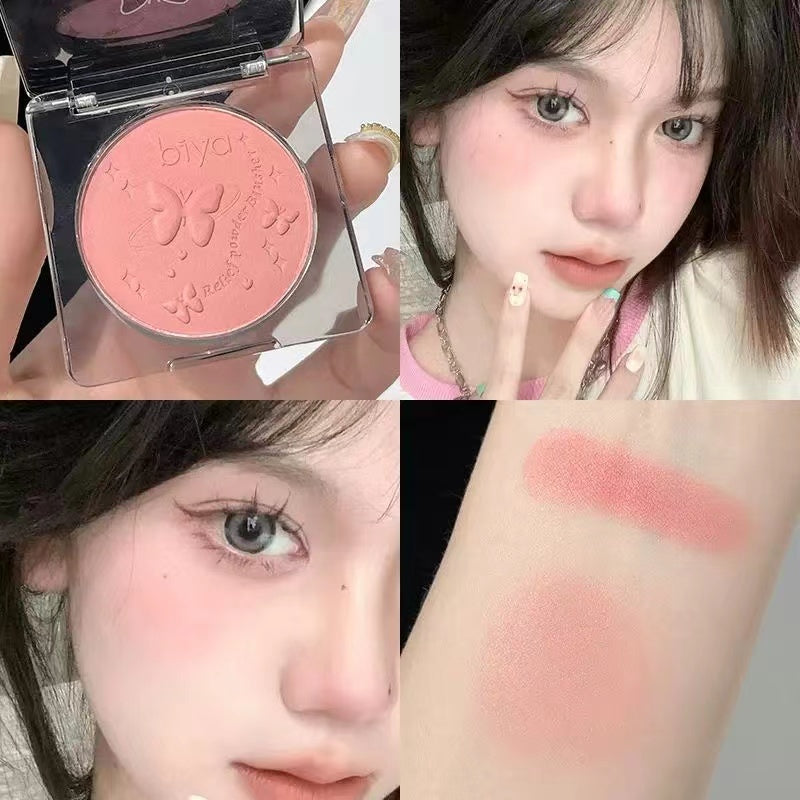 Biya Small Square Box Slightly Drunk Gradient Blush Nature Exquisite Brighten Matte Embossed Monochrome Blusher