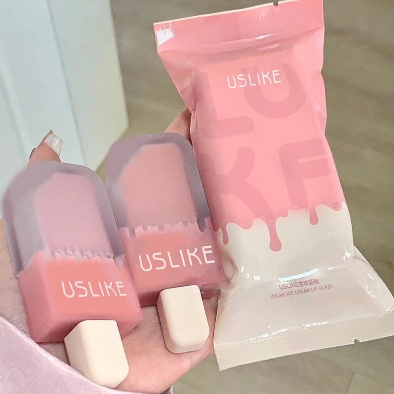 USLIKE~ Ice Cream Lip Glaze Matte Velor Lasting Lip Gloss 8-colors