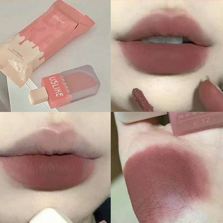 USLIKE~ Ice Cream Lip Glaze Matte Velor Lasting Lip Gloss 8-colors