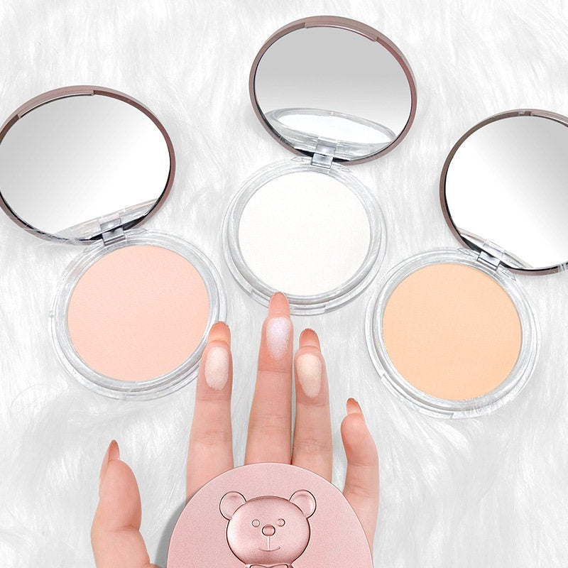 Cute Bear Pressed Powder Makeup Concealer Not Easy To Take Off Makeup Water Proof Lasting Contouring Transparent Setting Powder