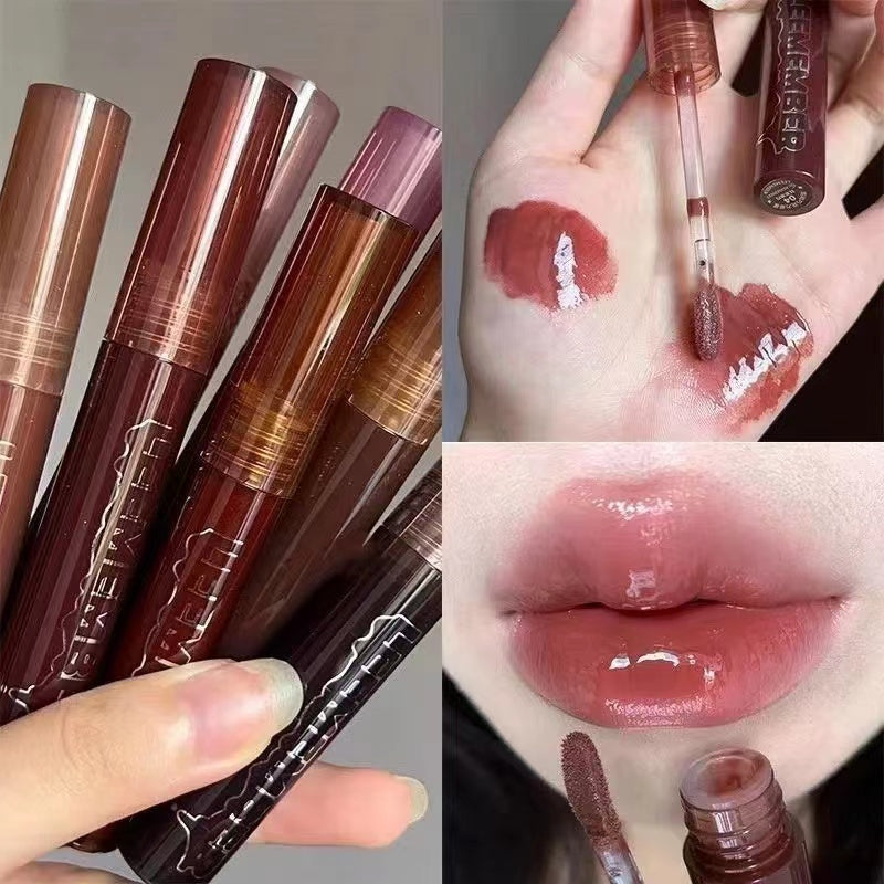 HERORANGE Lava Chocolate Mirror Lip Glaze Lip Gloss Moisturize Lipstick 7 Colors