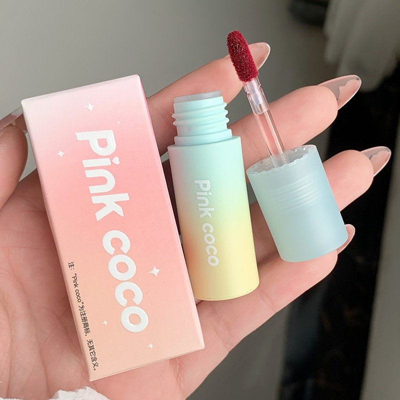 Pinkcoco Small Milk Cake Gradient Lip Glaze Matte Fog Surface Lip Mud Non-stick Cup Waterproof  Lip Gloss