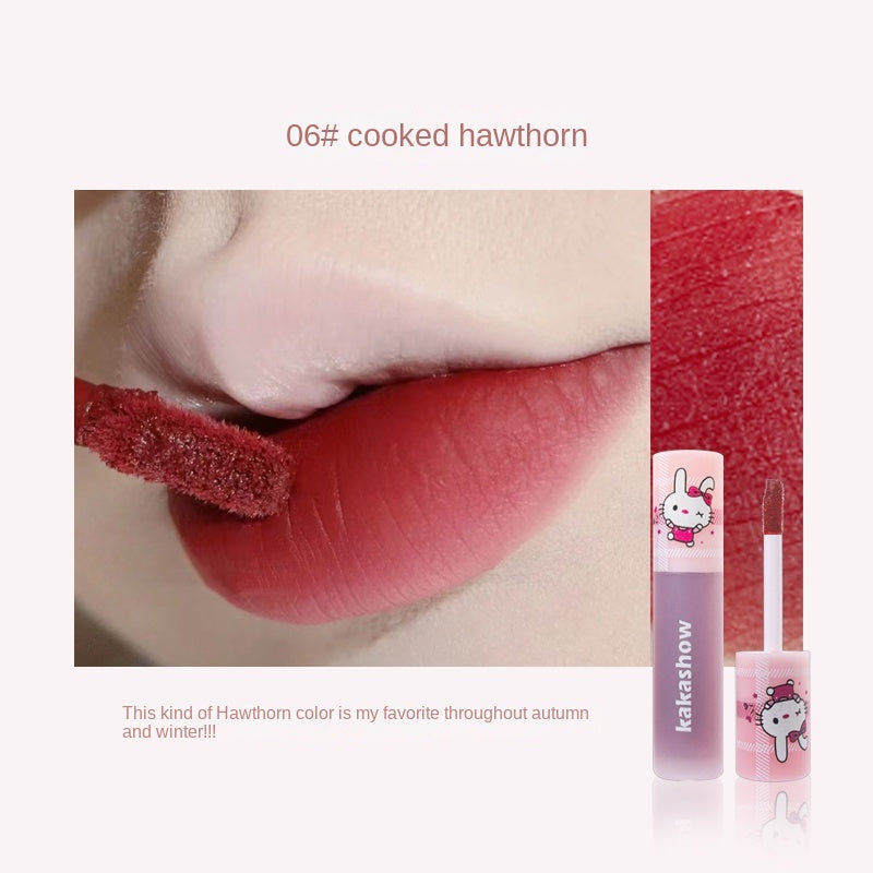 KAKASHOW Cute Rabbit Matte Lipstick Water Proof Soft Velor Lasting Lip Gloss