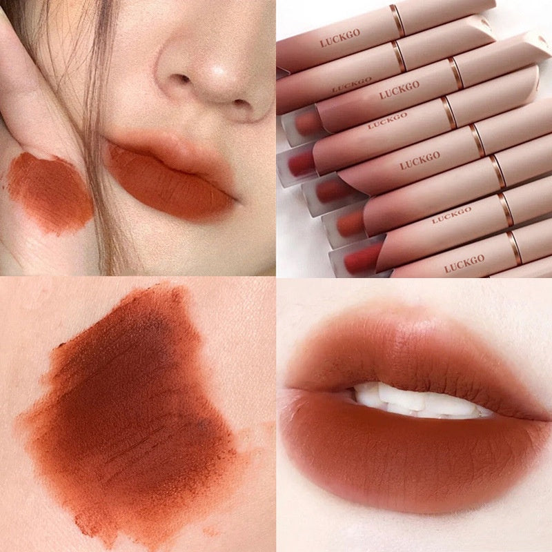 LUCKGO Powder Tube Lip Glaze Matte Velor Waterproof Lip Gloss