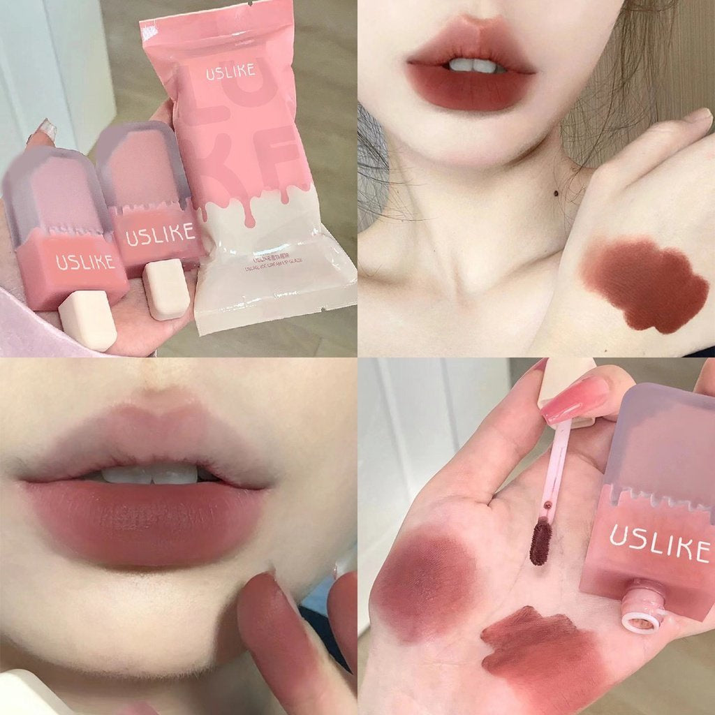 USLIKE~ Ice Cream Lip Glaze Matte Velor Lasting Lip Gloss 8-colors