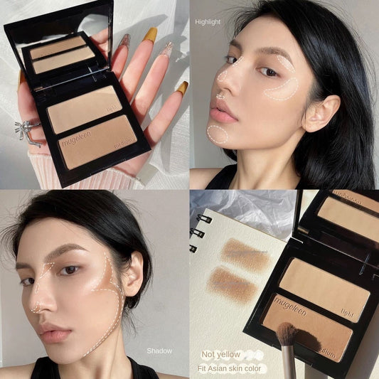 MUGE LEEN Two-color Highlight Shadow Nose Shadow Matte Fine Powder Contouring Powder Bronzer Contour Highlighter