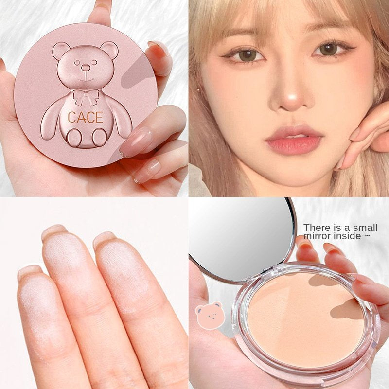 Cute Bear Pressed Powder Makeup Concealer Not Easy To Take Off Makeup Water Proof Lasting Contouring Transparent Setting Powder