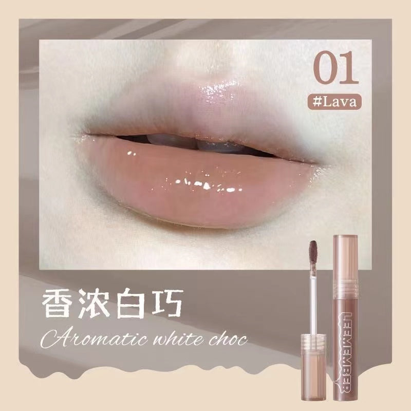 HERORANGE Lava Chocolate Mirror Lip Glaze Lip Gloss Moisturize Lipstick 7 Colors