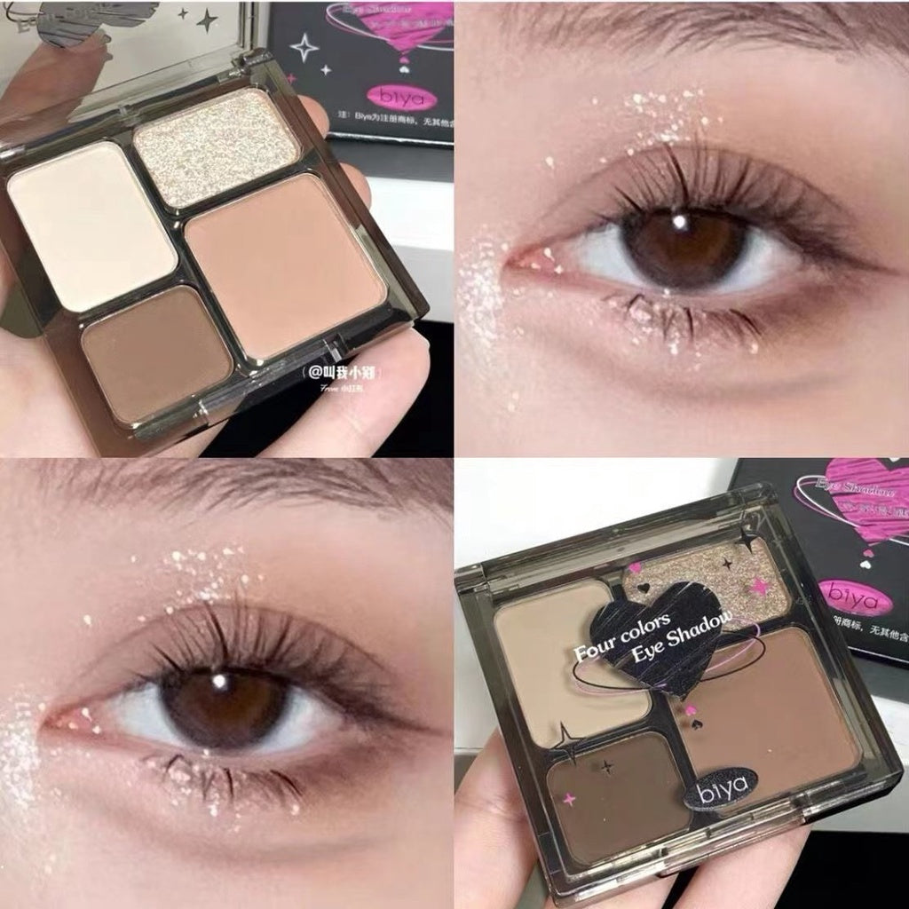 HERORANGE Four-color Matte Eyeshadow Palette Pearlescent Eye Makeup Western Style Exquisite Does Not Fade