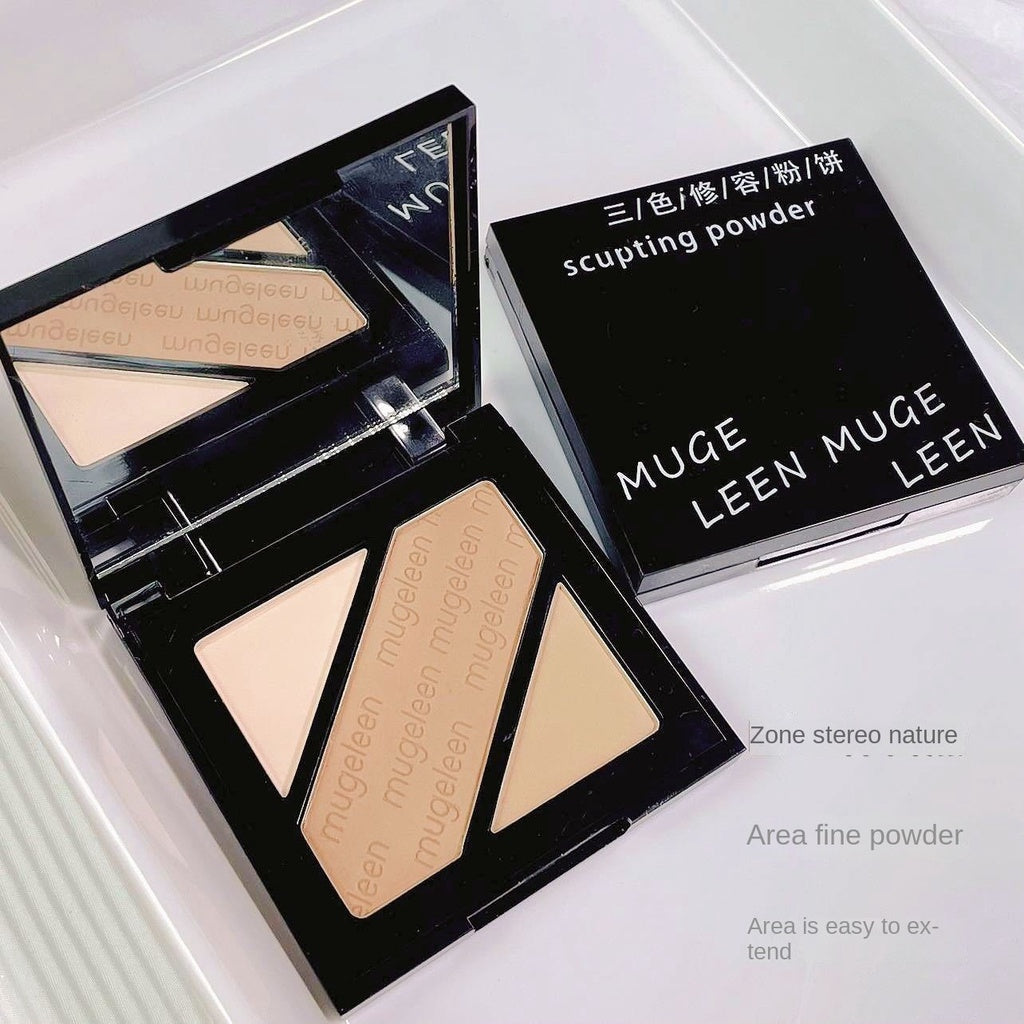 MUGE LEEN Tricolor Highlight Contouring Nose Shadow Matte Contouring Powder Comprehensive Disk Lasting