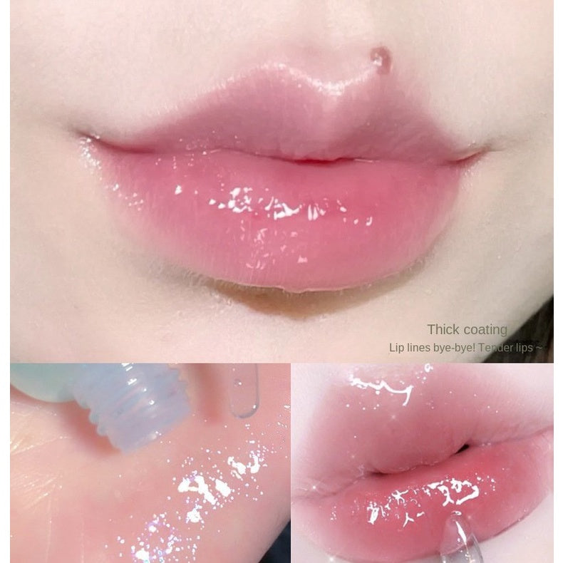 Gege Bear Bow Tie Small Round Tube Lip Gloss The Milky Way Fine Flash Shiny Moisturizing Lip Balm Lip Oil