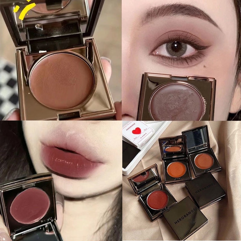 Herorange Small Square Box Lip Mud Nature Monochrome Blush Eye Shadow Lip Gloss Multi -purpose 6 -color