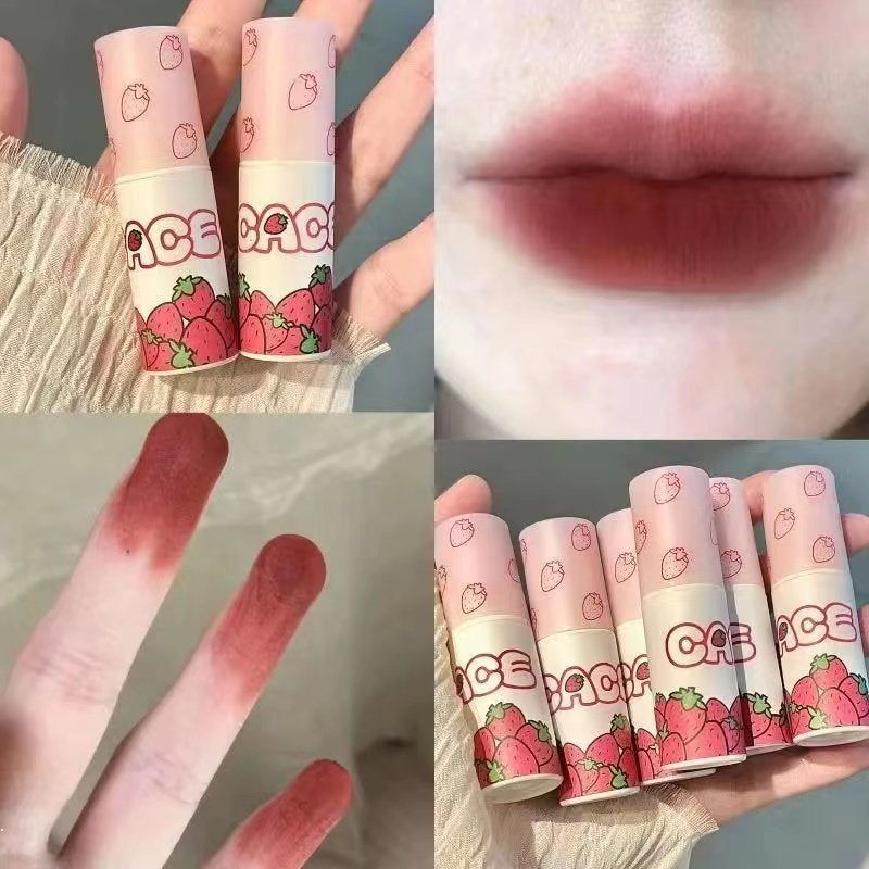 Strawberry Lipstick Lip Glaze Easy To Color Waterproof Lip Gloss