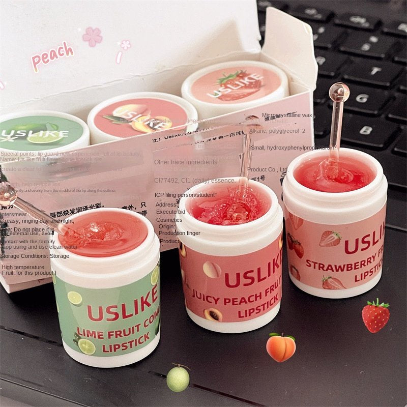 USLIKE Strawberry Ice Cream Cones Lip Balm Vaseline Peach Moisturize Hydrating