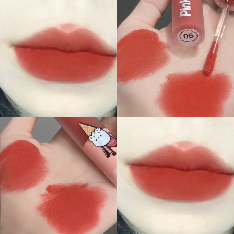 Pink Coco Ice Cream Velor Matte Lip Glaze Does Not Fade Non Stick Cup Lip Gloss Waterproof Lipstick