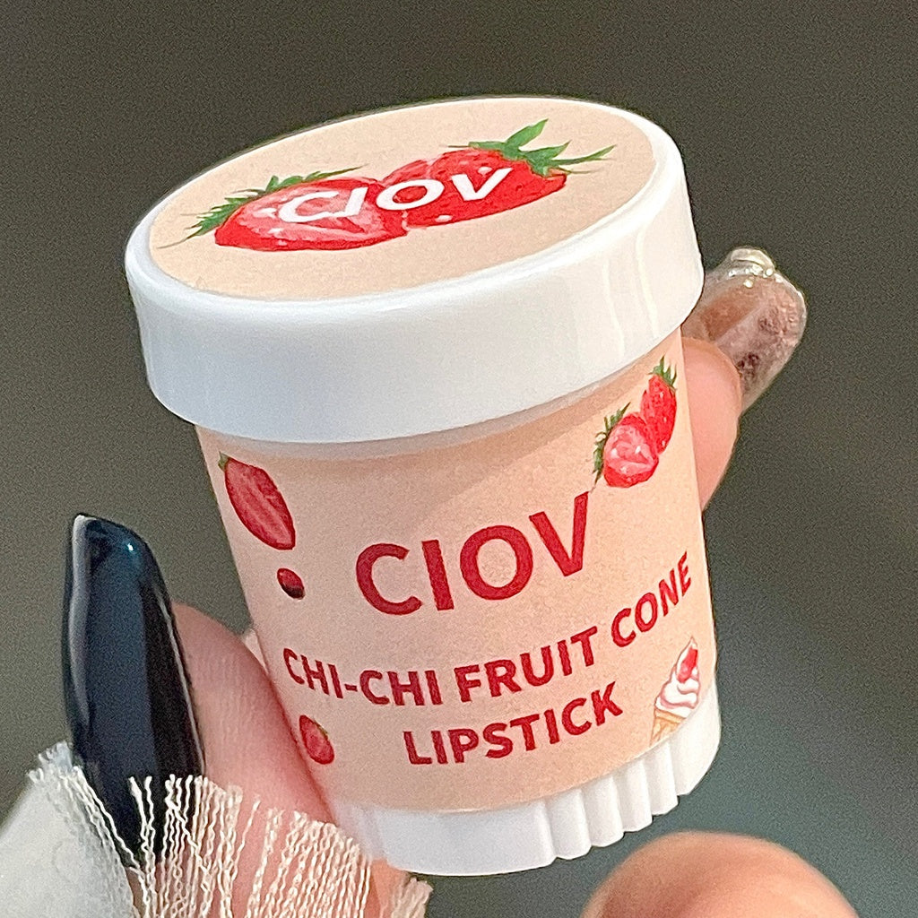 CIOV Strawberry Cone Lip Balm Ice Cream Cones Lip Mask Fruity Colorless Lipstick Moisturize Hydrating Lip Repair