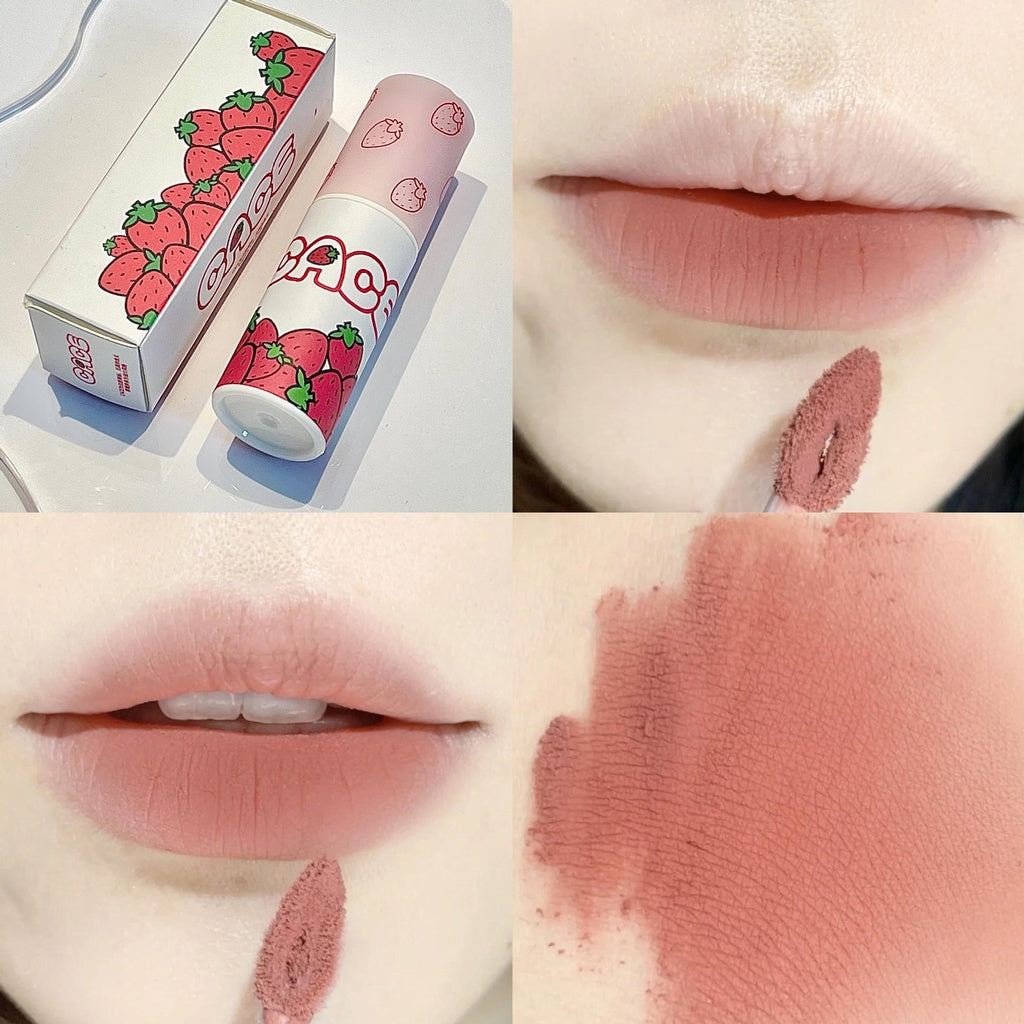 Strawberry Lipstick Lip Glaze Easy To Color Waterproof Lip Gloss