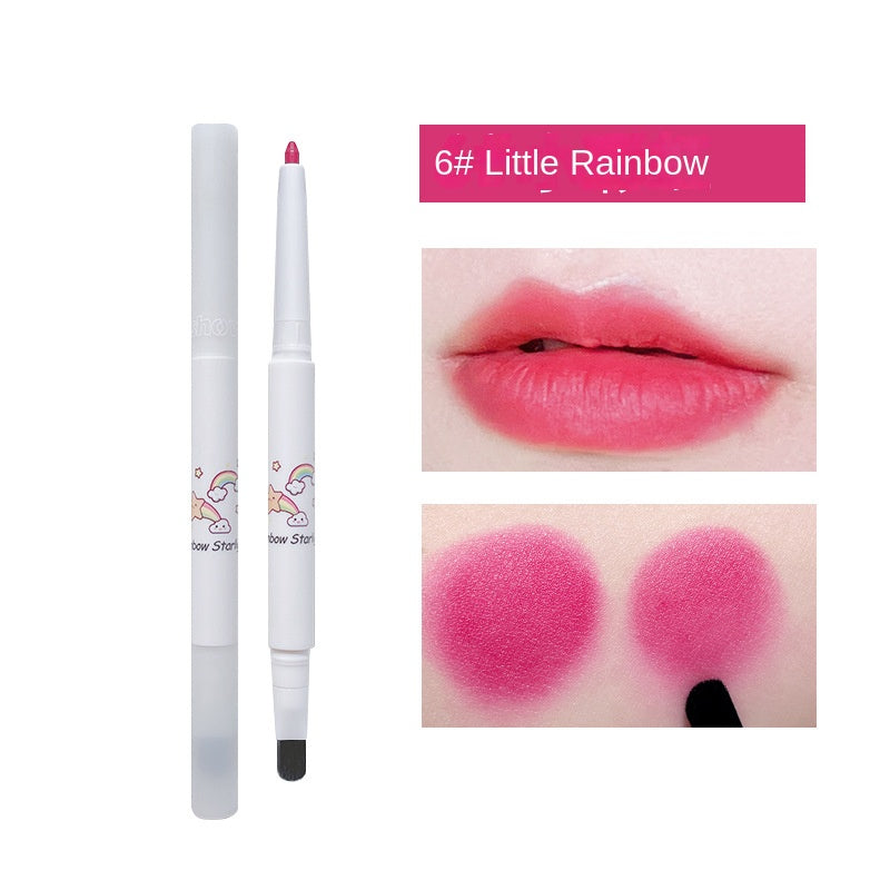 Kakashow Rainbow Starlight Lip Liner Water Proof Lasting Lipstick Double Head Does Not Fade Lip Gloss