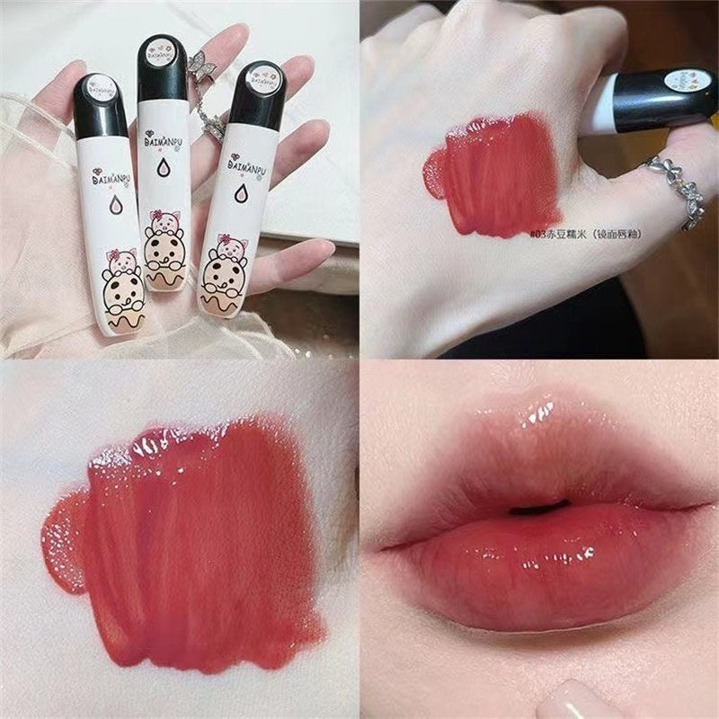 Daimanpu Round Tube Lip Glaze Lipstick Non Sticky Non Stick Cup Waterproof Lip Gloss Lasting