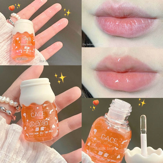 Small Milk Jug Lip Balm Transparent Moisturize Jelly Hydrating Lip Repair Lipstick Primer Lip Gloss