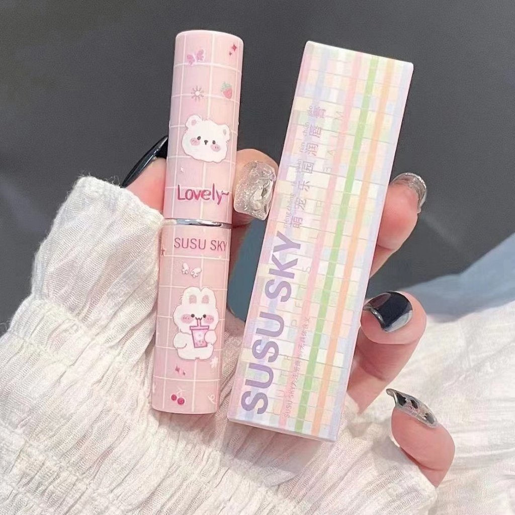 Susu Sky Cute Bear Tinted Lip Balm Moisturizing Lipstick Waterproof Lip Varnish Lip Gloss