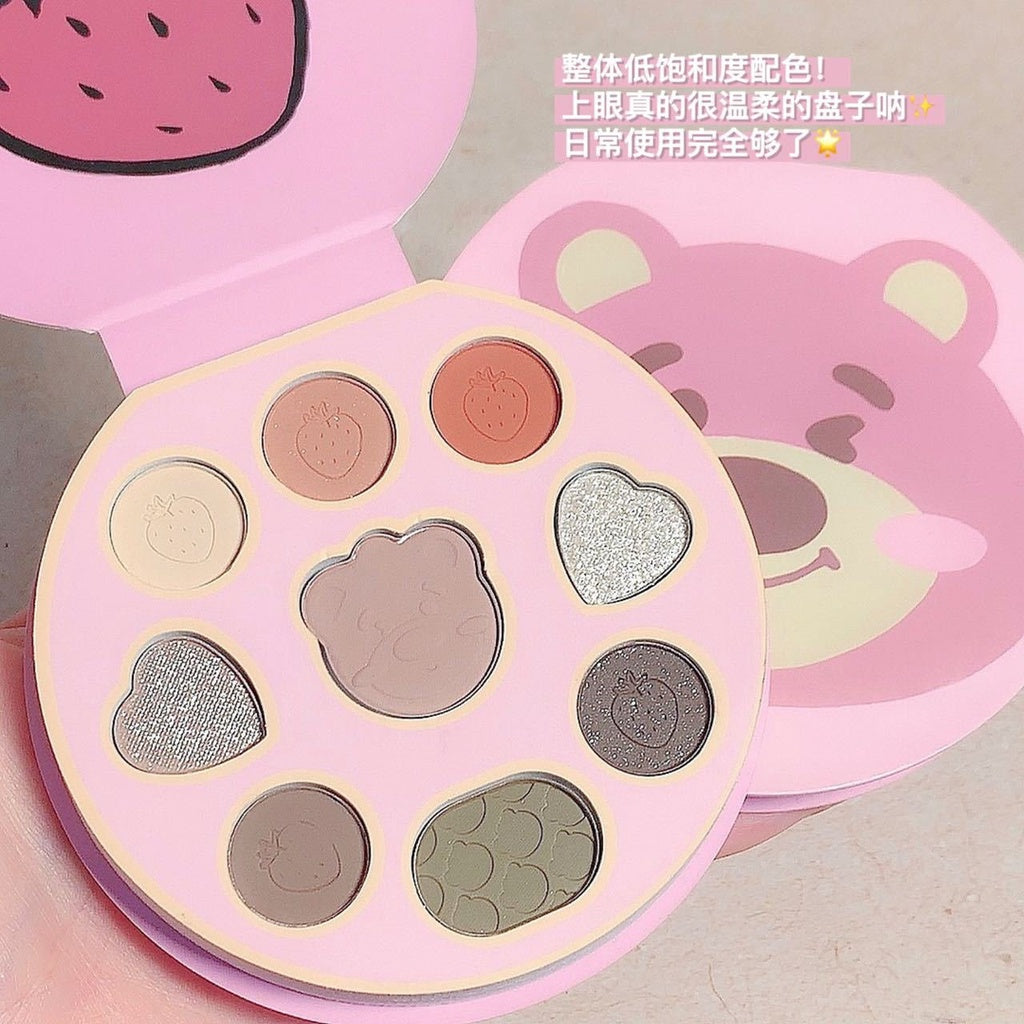 VEIZ Pink Bear Eyeshadow Palette Nine Colors Matte Pearlescent Lasting