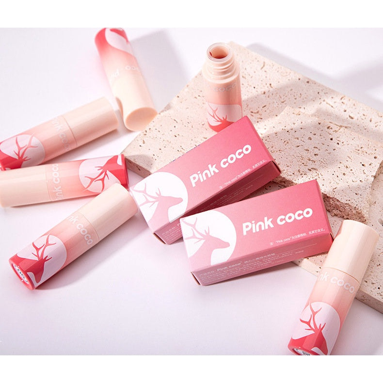 Pink Coco Peach Heart Little Deer Lip Glaze Matte Does Not Fade Lipstick Waterproof Lip Gloss