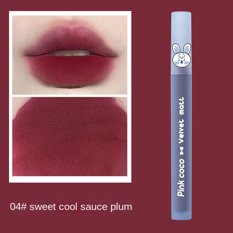 Pink Coco Cute Rabbit Velor Lip Gloss Matte Lipstick Waterproof Lip Gloss