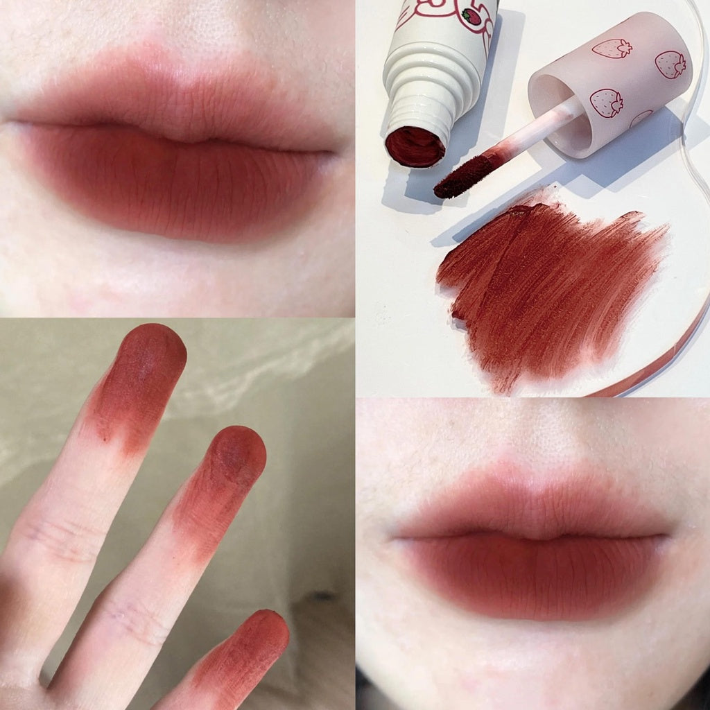 Strawberry Lipstick Lip Glaze Easy To Color Waterproof Lip Gloss