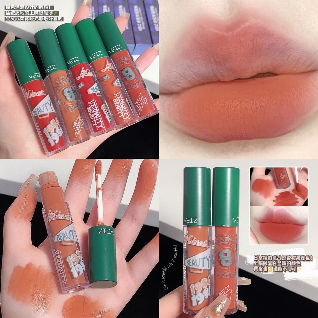 VEIZ Lip Glaze Matte Velvet Not Easy To Fade Not Easy To Stick Cup Lipstick Lip Gloss