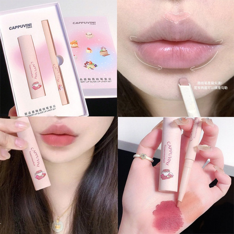 Cappuvini Gift Box Milk Cake Velor Matte Outline The Lips Lipstick Lip Pencil Lasting Lip Gloss