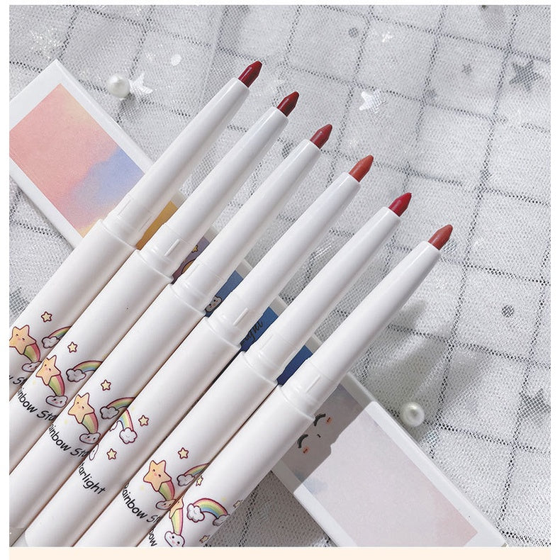 Kakashow Rainbow Starlight Lip Liner Water Proof Lasting Lipstick Double Head Does Not Fade Lip Gloss