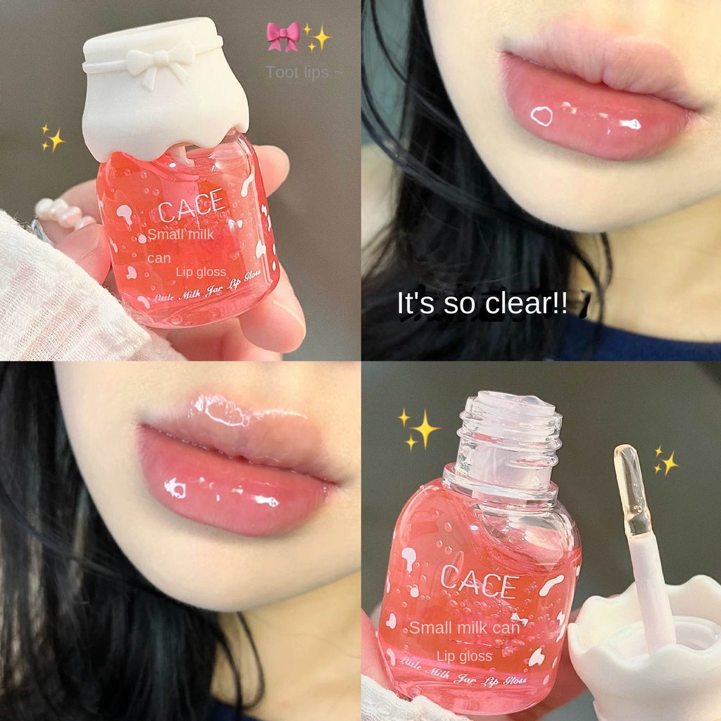 Small Milk Jug Lip Balm Transparent Moisturize Jelly Hydrating Lip Repair Lipstick Primer Lip Gloss