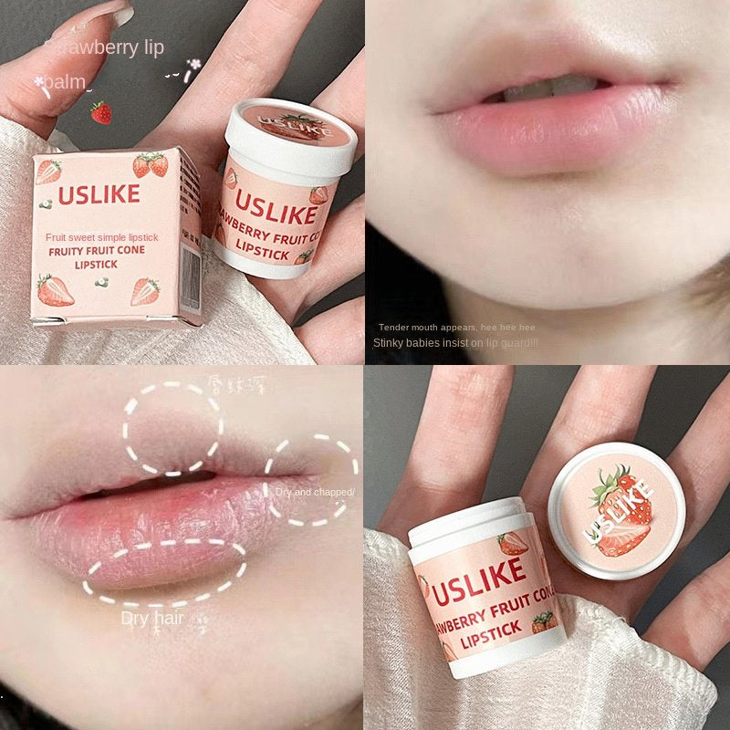 USLIKE Strawberry Ice Cream Cones Lip Balm Vaseline Peach Moisturize Hydrating