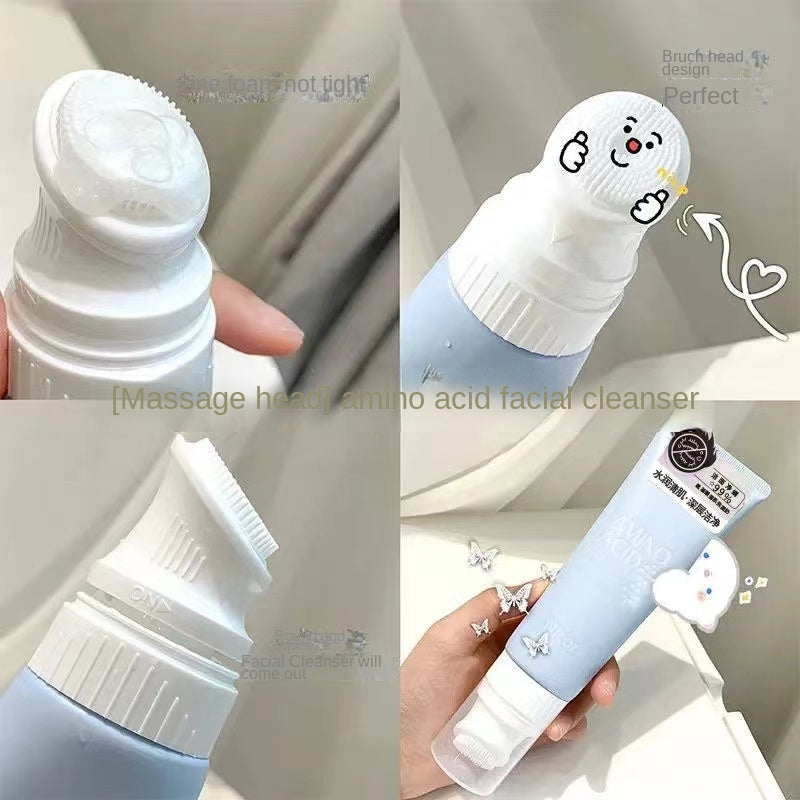 Massage Brush Head Amino Acid Clean Up Cleasing Milk Facial Cleanser Deep Cleaning Mild and Non-irritating