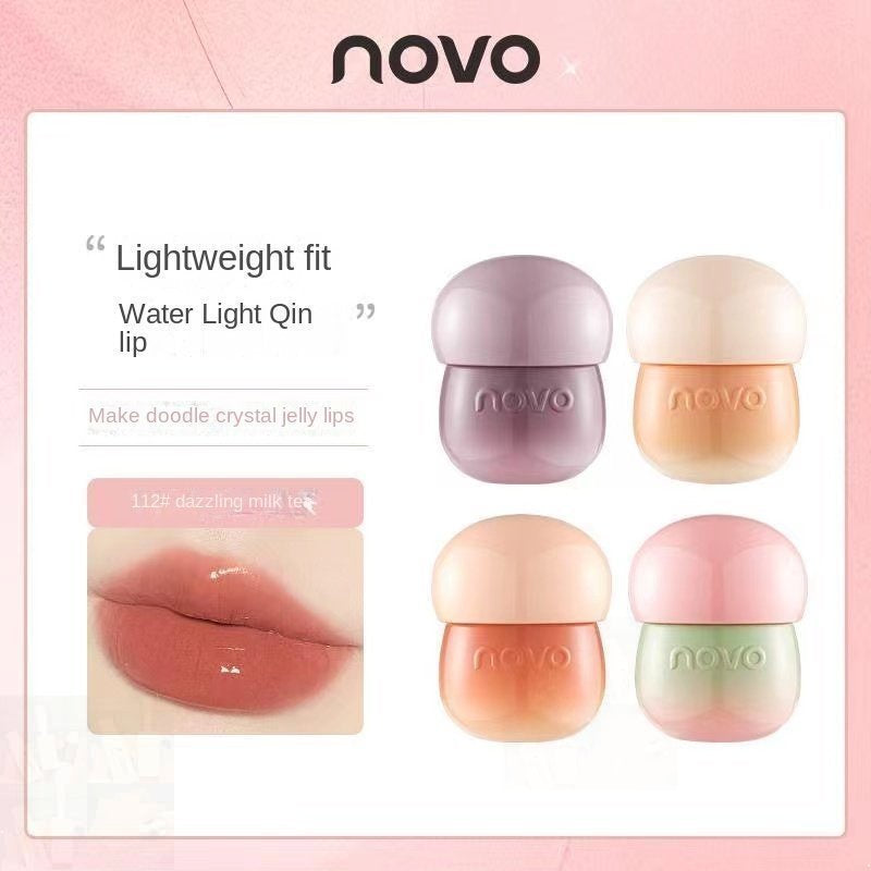 NOVO Small Mushroom Small Milk Jug Lip Jelly Lipstick Moisturize Mirror Lip Glaze Long Lasting Lip Gloss