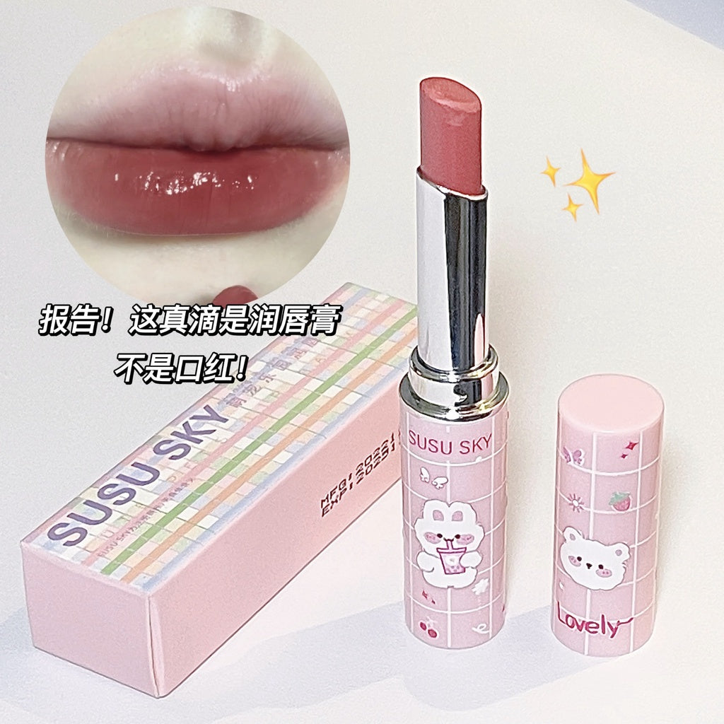 Susu Sky Cute Bear Tinted Lip Balm Moisturizing Lipstick Waterproof Lip Varnish Lip Gloss