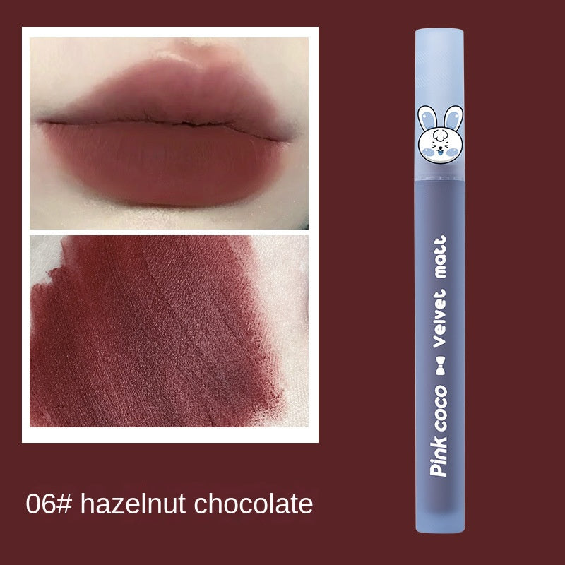 Pink Coco Cute Rabbit Velor Lip Gloss Matte Lipstick Waterproof Lip Gloss