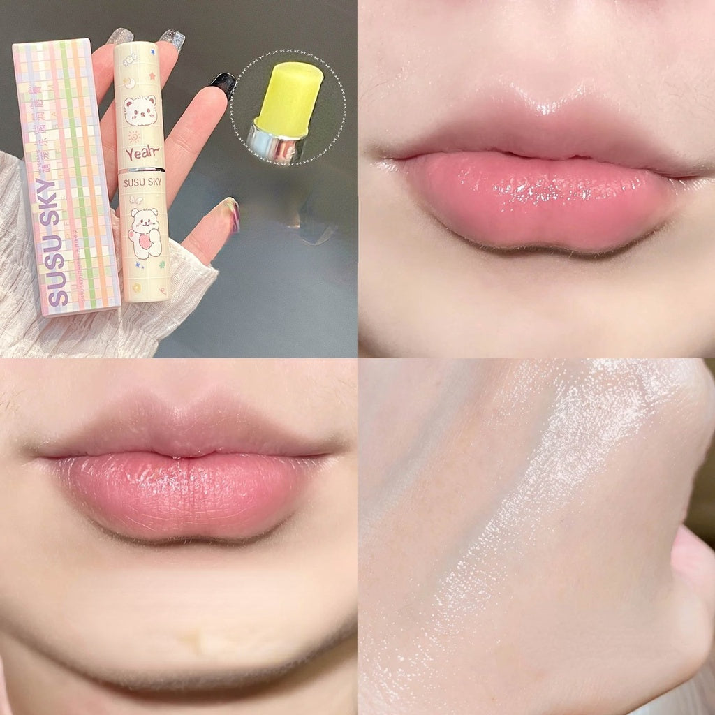 Susu Sky Cute Bear Tinted Lip Balm Moisturizing Lipstick Waterproof Lip Varnish Lip Gloss