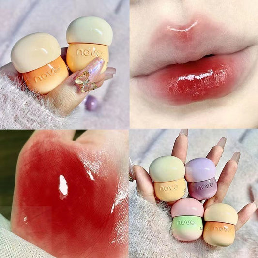 NOVO Small Mushroom Small Milk Jug Lip Jelly Lipstick Moisturize Mirror Lip Glaze Long Lasting Lip Gloss